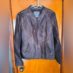 Women’s Maurices Brown Faux Leather Moto Jacket